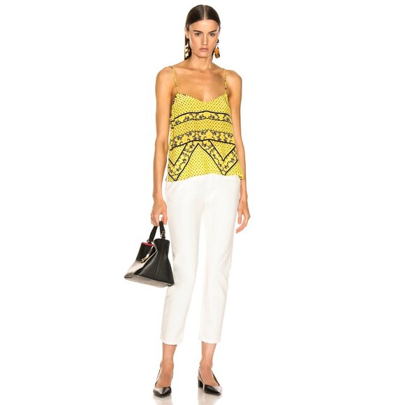 Ganni Silk Mix Top in Minion Yellow ASO Emily in Paris - Picture 7 of 10